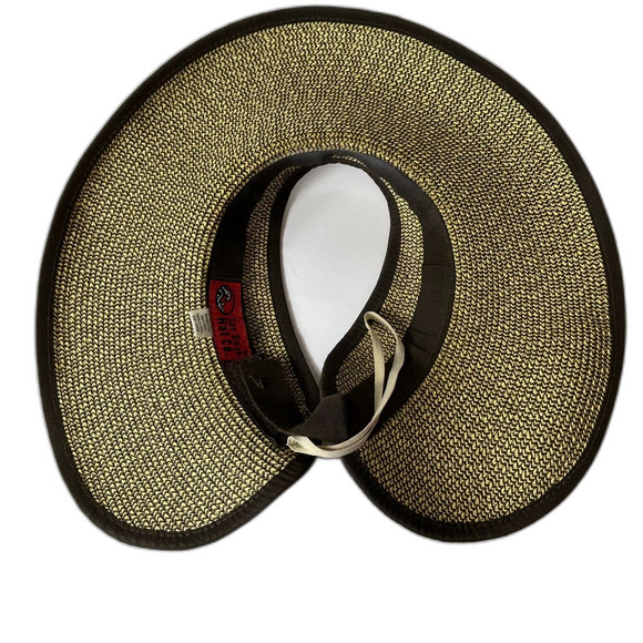 San Diego Hat Company Tan Ultrabraid Large Brim Visor with Brown Ribbon Trim - Picture 5 of 13